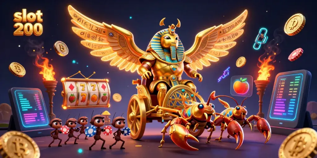 Experience dynamic gameplay with slot 200 featuring a golden beetle and thrilling jackpot elements.