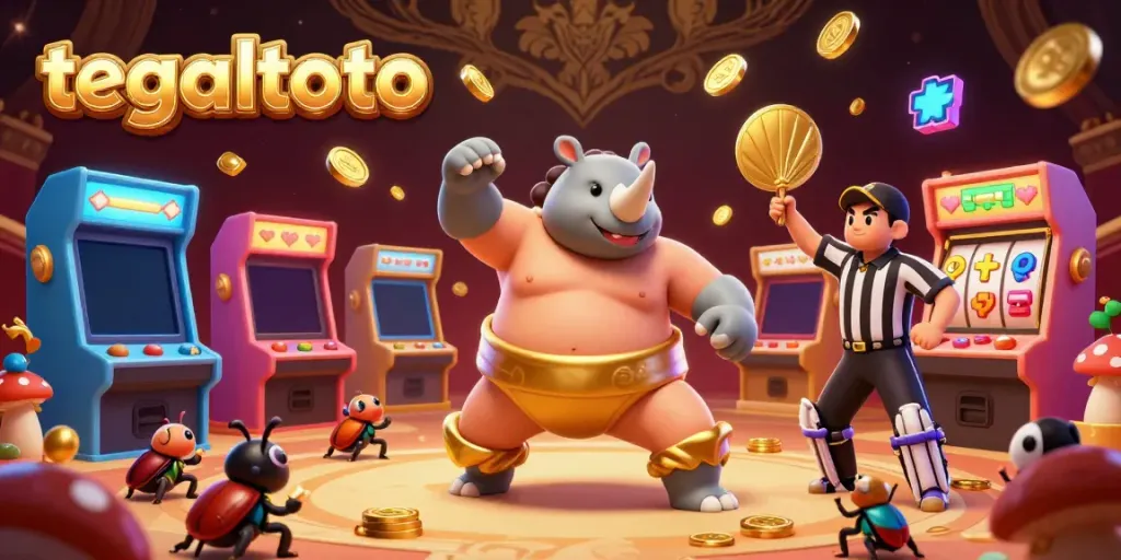 Experience the thrill of tegaltoto with exciting gaming elements featuring a beetle champion and dynamic casino visuals.