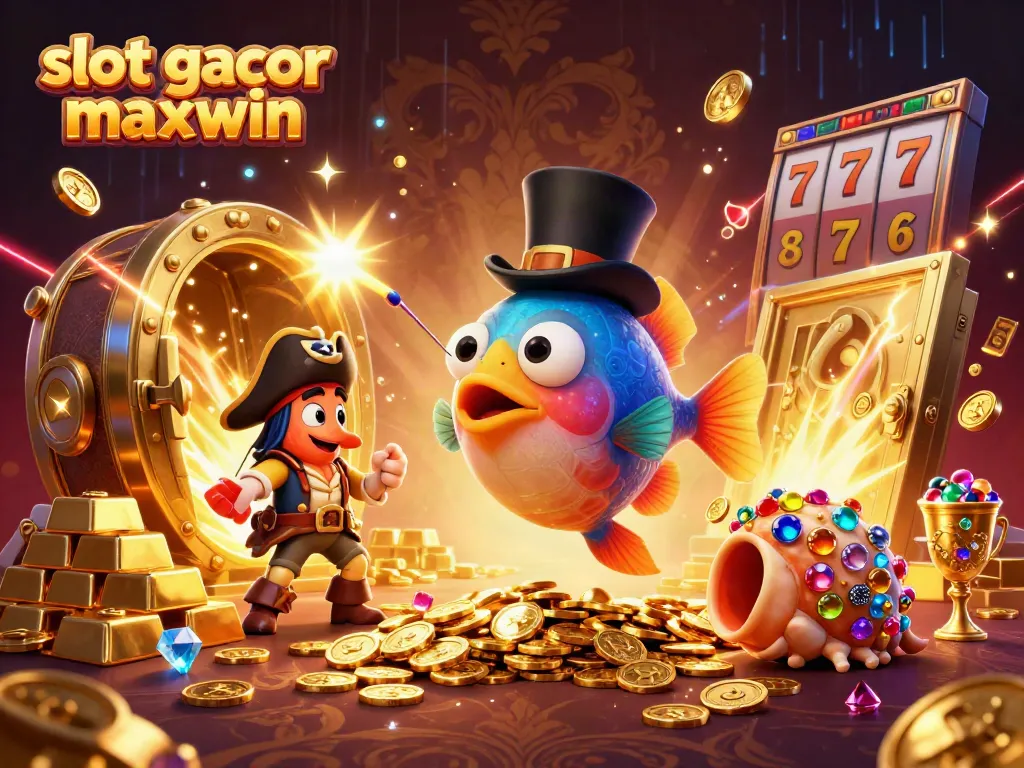 Experience thrilling wins with slot gacor maxwin in this vibrant casino-themed illustration.